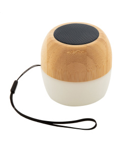 Altoparlante wireless in ABS riciclato e bambù con LED multicolore