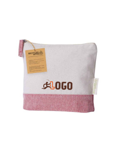 Pochette bicolore in cotone riciclato con zip