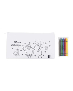 Astuccio natalizio da colorare in RPET con 5 pastelli