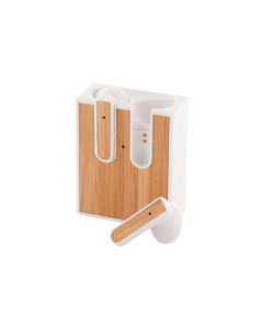 Auricolari Bluetooth wireless con inserto in bambù e funzione vivavoce