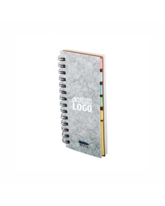 Blocco a spirale con copertina in feltro RPET e note adesive