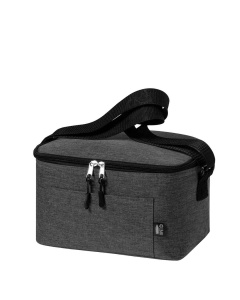 Borsa termica in RPET con zip, tracolla e tasca frontale