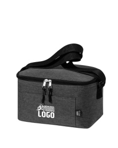 Borsa termica in RPET con zip, tracolla e tasca frontale
