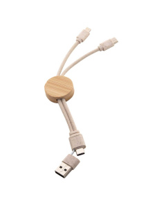 Cavo di ricarica USB ecologico in paglia di grano, cotone e bambù