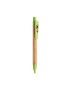 Penna in bamboo con dettaglio clip e punta colorati