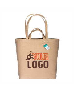 Shopper doppi manici con soffietto alla base in cotone riciclato