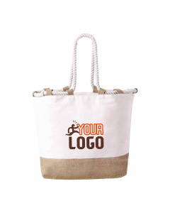 Borsa da spiaggia bicolore in juta e cotone | 280 gr