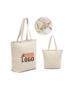 Borsa in cotone con zip e tasca interna 280gr