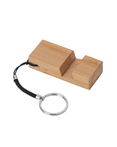 Portachiavi in bamboo con supporto smartphone