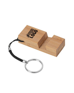 Portachiavi in bamboo con supporto smartphone