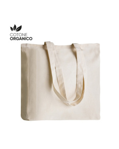 Shopper in cotone organico con soffietto | 140 g