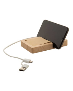 Hub USB in bambù con supporto cellulare e 130 foglietti in carta kraft