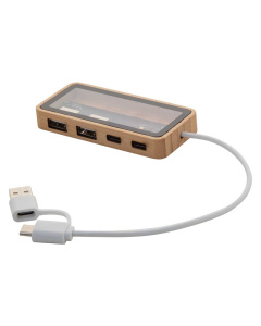Hub USB in bambù semitrasparente e componenti a vista