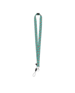 Lanyard in RPET con moschettone, cordino per cellulare e chiusura di sicurezza