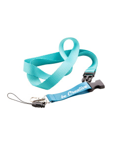 Lanyard in RPET personalizzabile con moschettone staccabile e cordino per cellulare