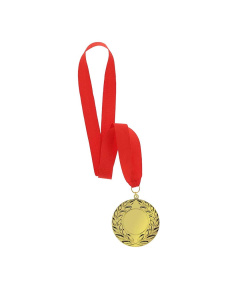 Medaglia metallica dorata in rilievo con diametro di 7 cm