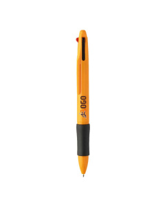 Penna 4 colori in ABS riciclato con grip in gomma
