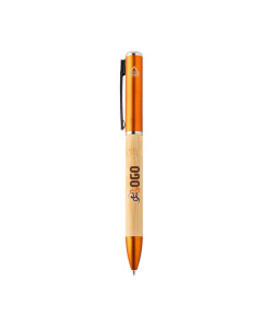 Penna a sfera in bambù e plastica ABS riciclata con torcia LED