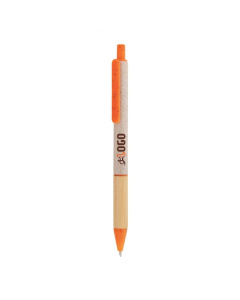 Penna a sfera in paglia di grano e bambù con refill blu