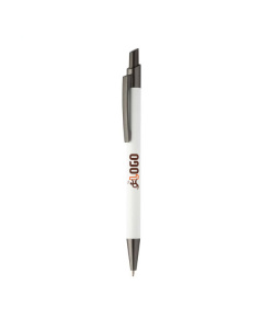Penna con fusto gommato in alluminio riciclato e clip diagonale