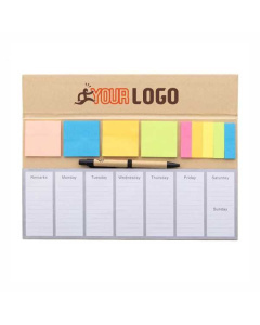 Planner da scrivania con penna e post-it