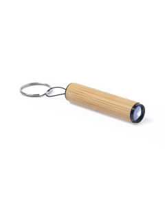 Mini torcia led in bambù con portachiavi in metallo