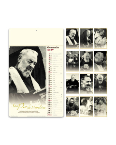 Calendario illustrato Padre Pio in carta avorio