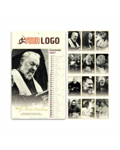Calendario illustrato Padre Pio in carta avorio
