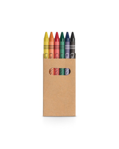 Scatola in cartone con 6 pastelli a cera colorati personalizzabili