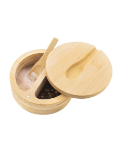 Set bambù porta sale e pepe con cucchiaio