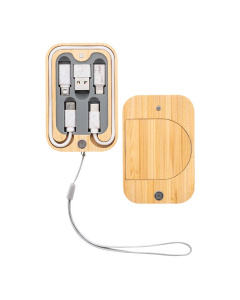 Set cavetti di ricarica e caricatore wireless in paglia di grano e bambù