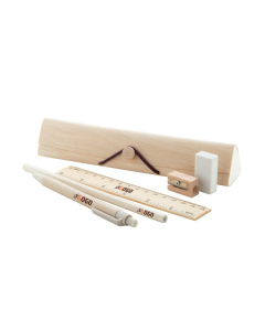 Set da cancelleria ecologico in legno da 5 pezzi