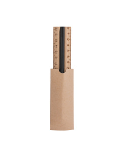 Set matita e righello in legno con bustina
