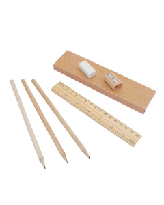 Set con 3 matite righello temperamatite e gomma