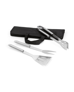 Set barbecue 3 pezzi in acciaio con custodia