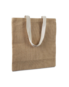 Shopper in juta naturale con manici in cotone