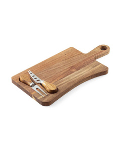 Tagliere in legno di acacia con utensili