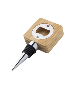 Tappo vino in metallo e bambù con apribottiglie