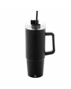 Tazza termica 900 ml in plastica riciclata con cannuccia