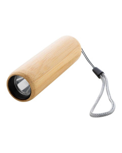Torcia in bambù con batteria ricaricabile USB e cinturino