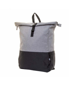Zaino rolltop bicolore in RPET con scomparto imbottito per laptop