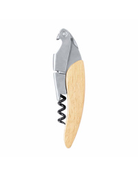 Apribottiglie e cavatappi in acciaio inossidabile con manico in legno