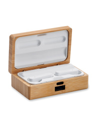 Auricolari TWS con custodia bamboo e power bank TechEase