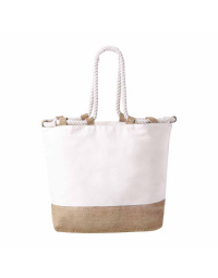 Borsa da spiaggia bicolore in juta e cotone | 280 gr