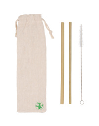 Kit posate riutilizzabili in bambù e cotone