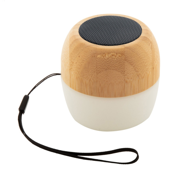 Altoparlante wireless in ABS riciclato e bambù con LED multicolore