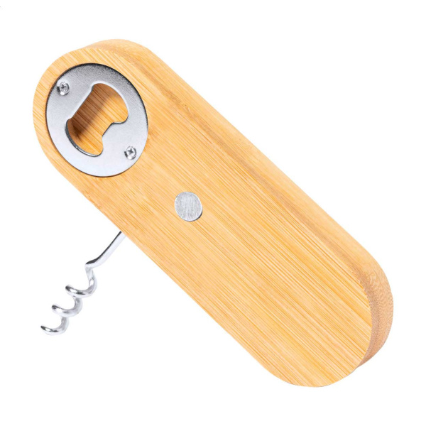 Apribottiglie magnetico in bambù con cavatappi