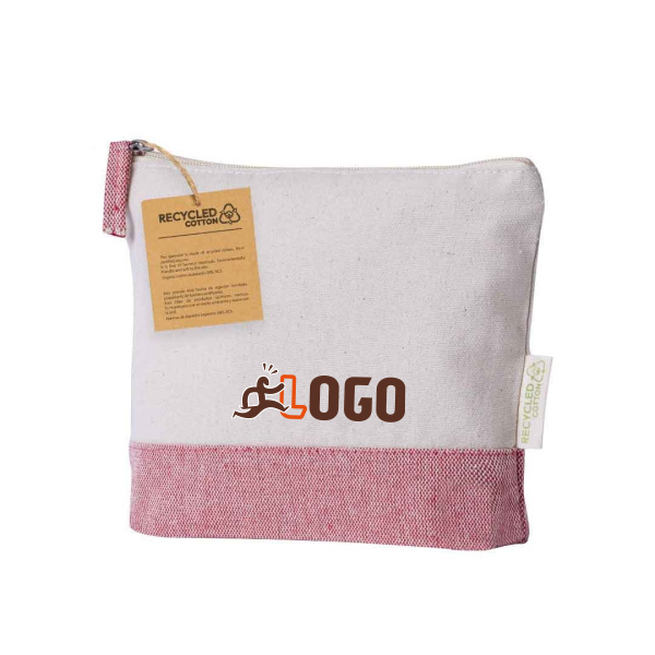 Pochette bicolore in cotone riciclato con zip