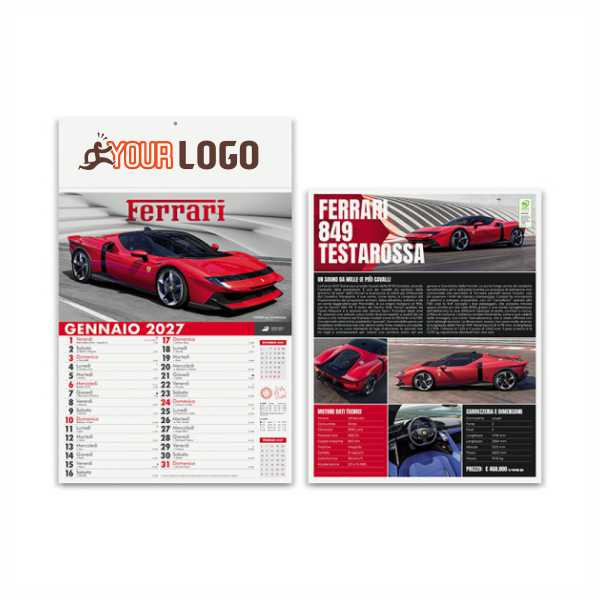 Calendario auto sportive personalizzabile