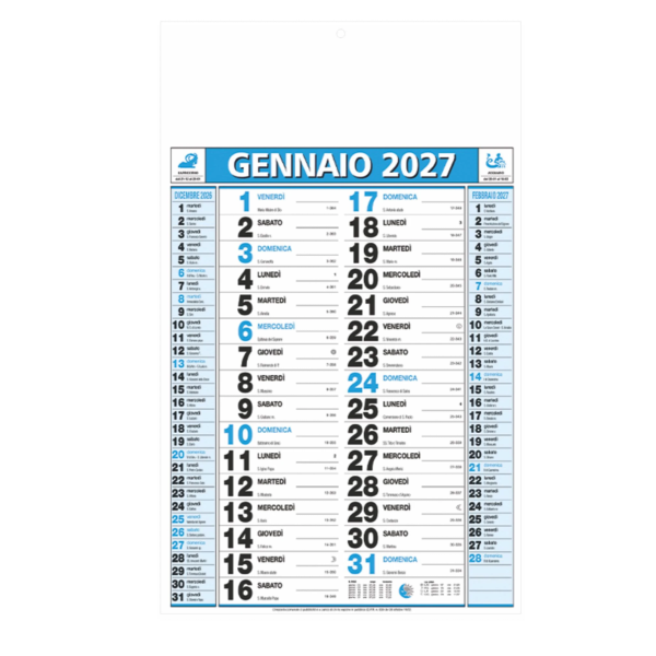 Calendario olandese trimestrale personalizzabile | 29x47cm